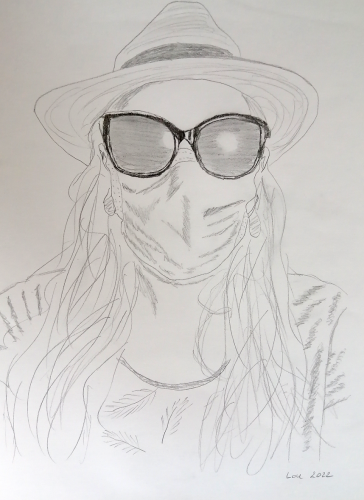 Demasquee chapeau dessin au crayon