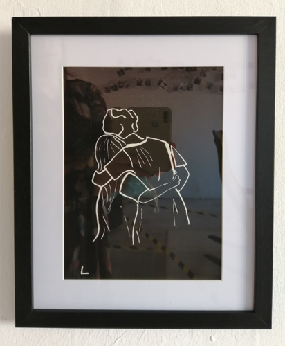 Interdit en public depuis 2020.Linogravure