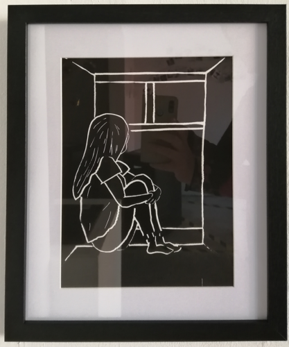 Être jeune en 2020-2021.Linogravure